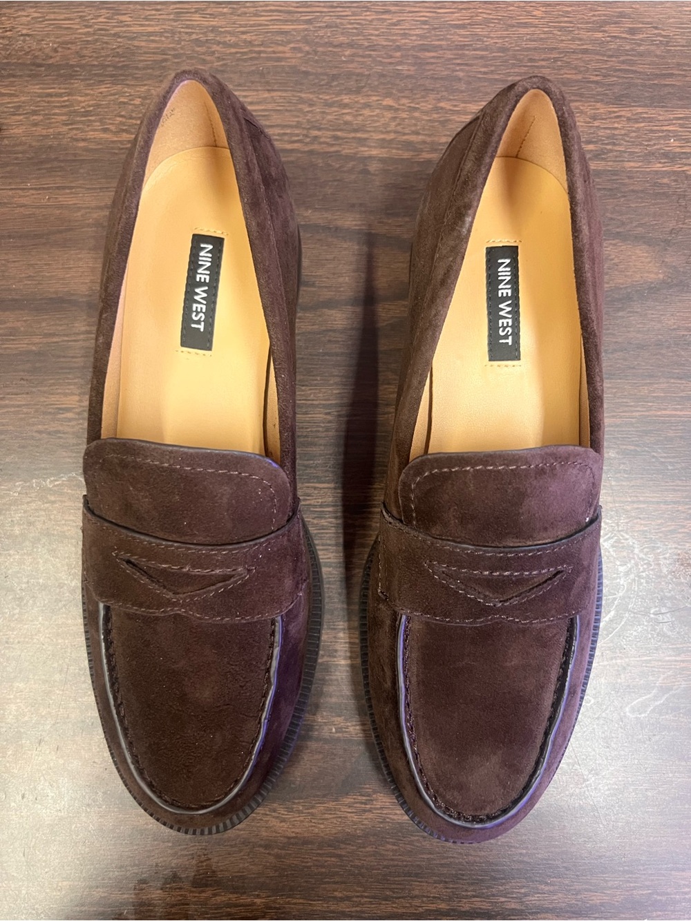 Nine West Women's Suede Penny Loafers in Dark Brown